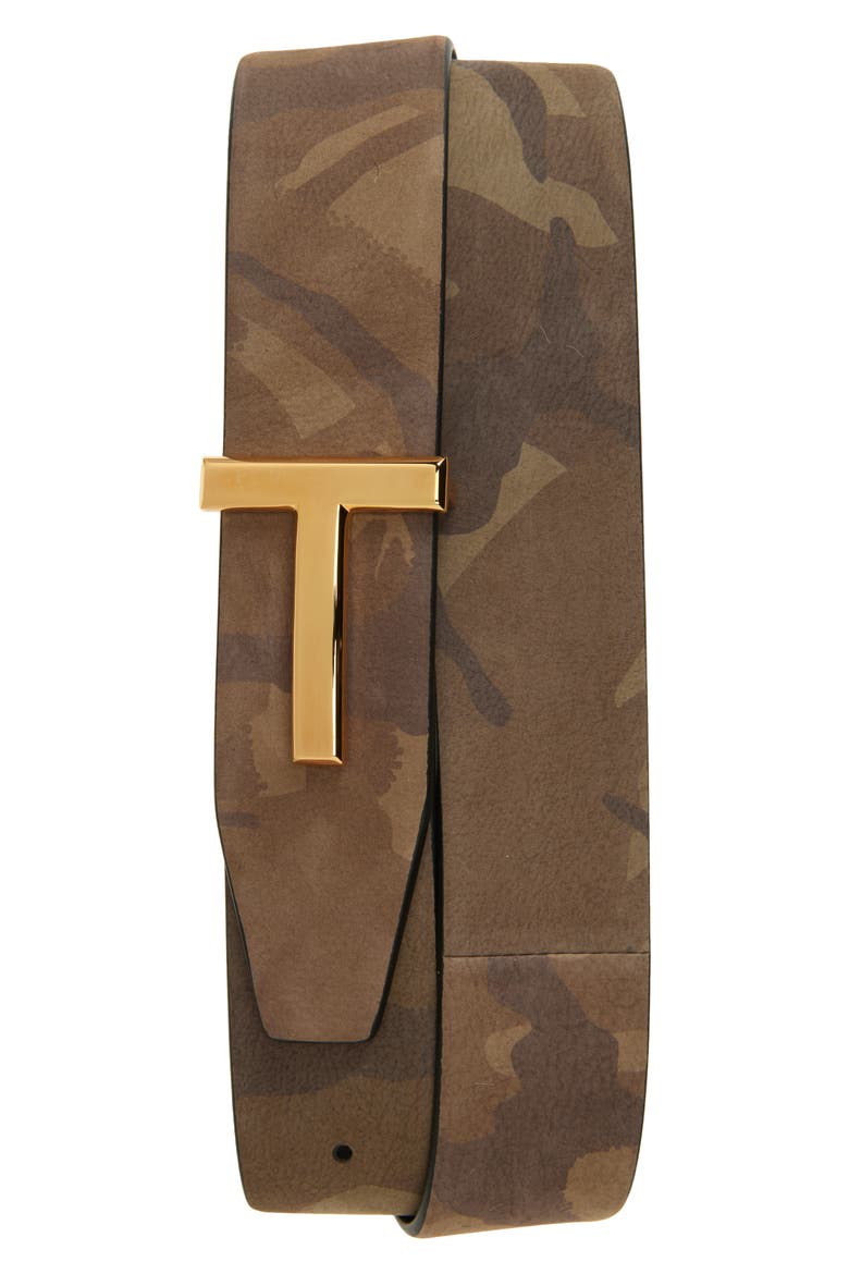 T Icon Camo Reversible Leather Belt, Main, color, MILITARY GREEN CAMO