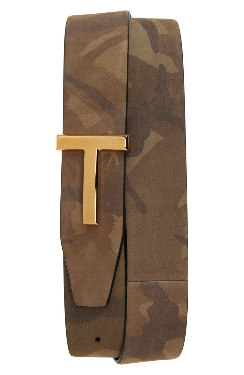 TOM FORD T Icon Camo Reversible Leather Belt, Main, color,