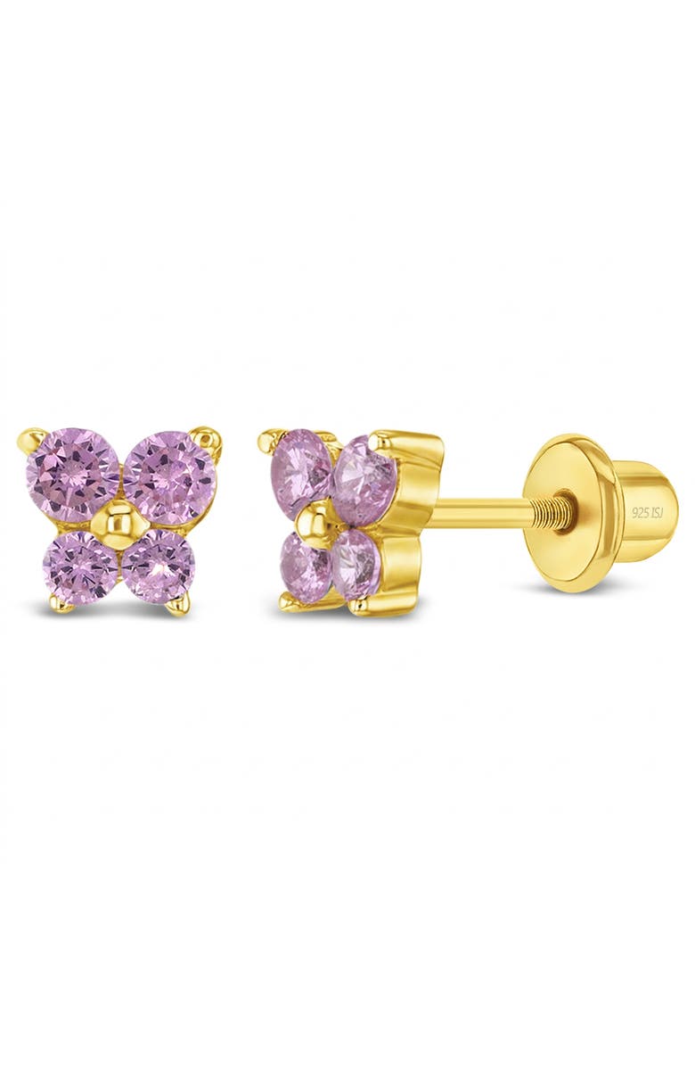 In Season Jewelry Teenie Tiny Butterfly Plated Earrings, Main, color, Pink