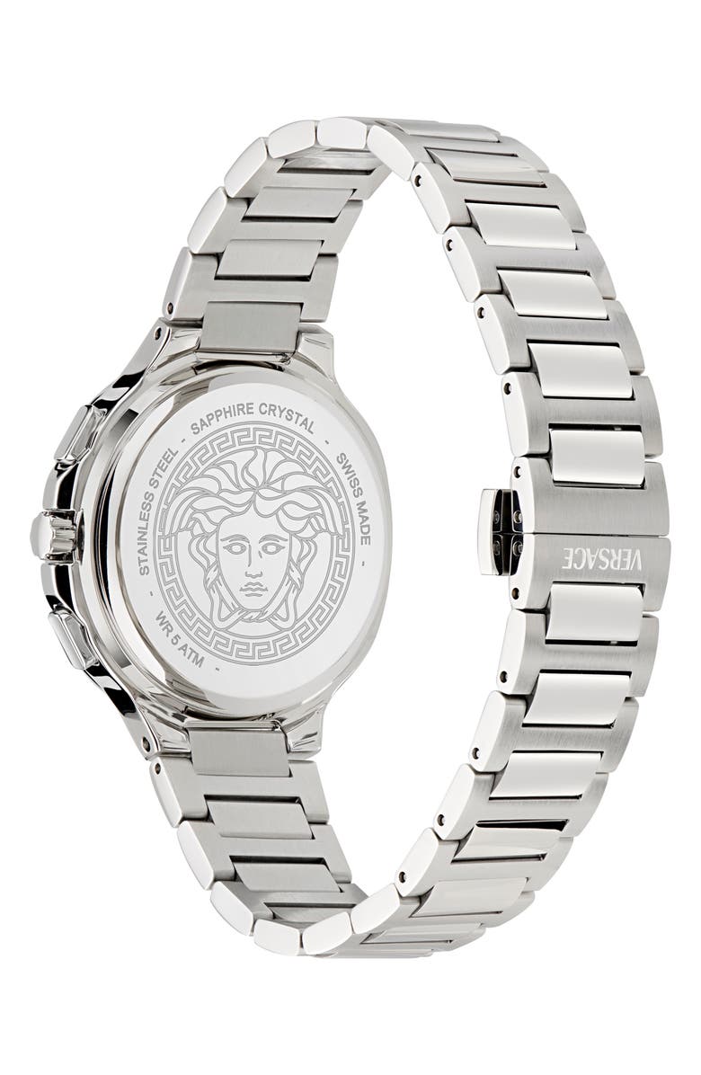 Versace V-Chrono Square Swiss Quartz Bracelet Watch, 40mm, Alternate, color, Stainless Steel