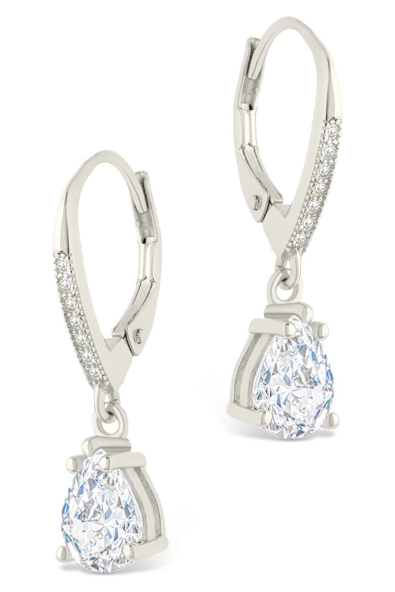 Angelica Pear Cut Cubic Zirconia Drop Earrings, Alternate, color, SILVER