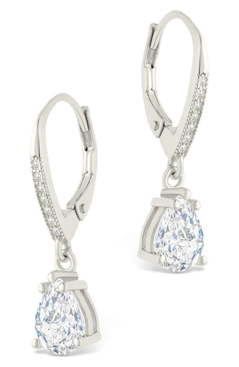 Sterling Forever Angelica Pear Cut Cubic Zirconia Drop Earrings, Alternate, color, Silver