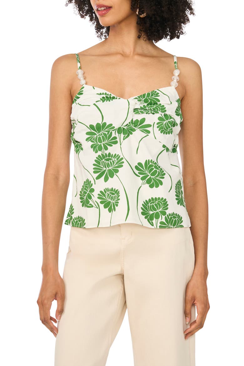 Floral Double Strap Knit Cami, Main, color, MOSS