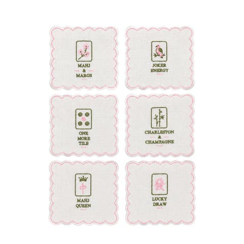 Embroidered Cocktail Napkins Set of 6
