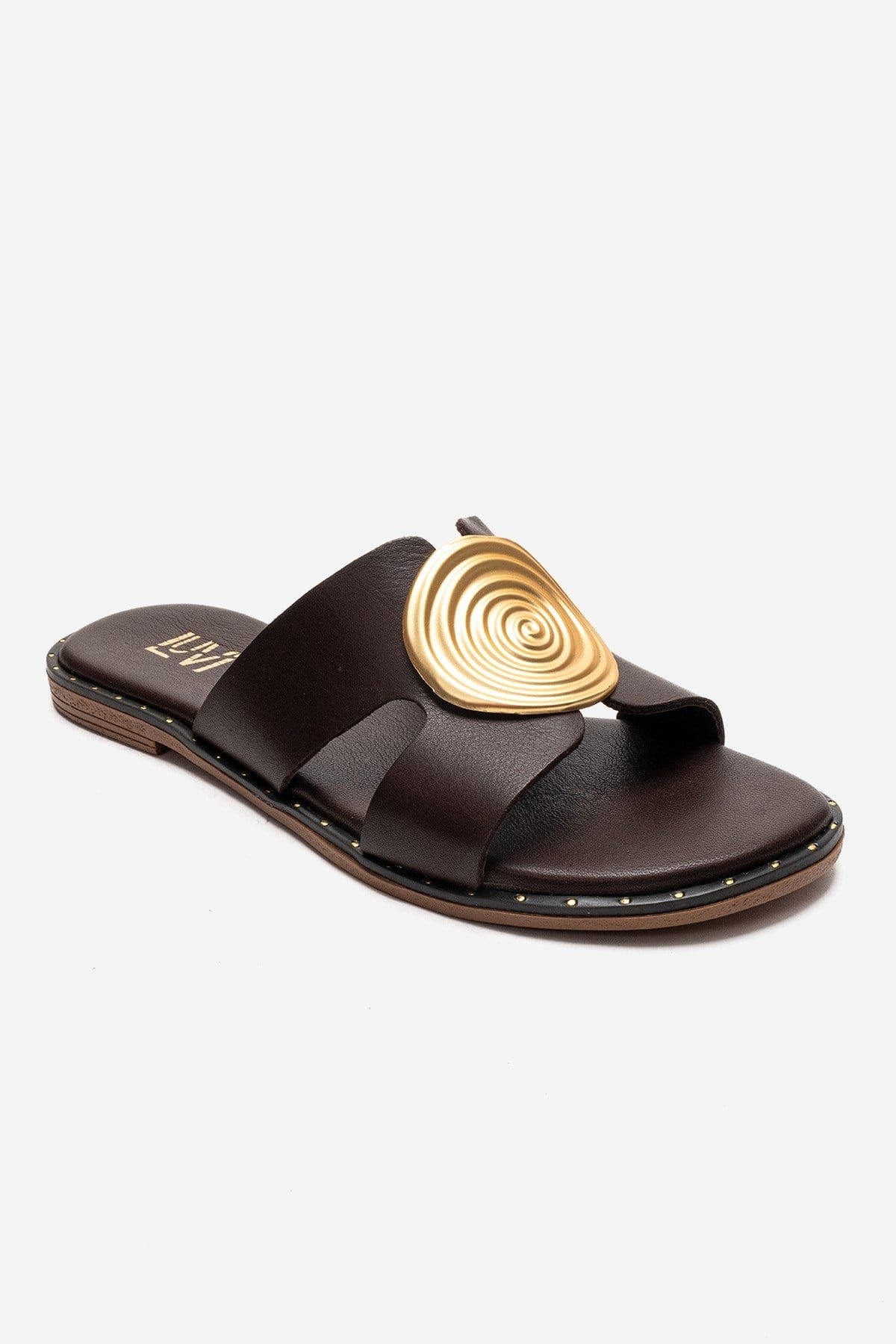 Forever & Always Shoes Nolita Leather Slide Sandal, Alternate, color, Brown