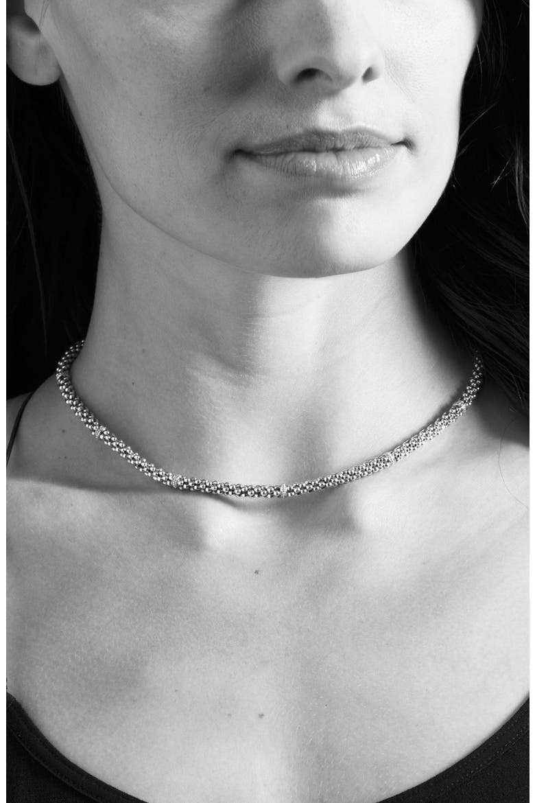Two-Tone Caviar Beaded Necklace, Alternate, color, SILVER/ GOLD