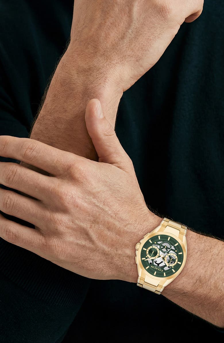 COACH Jackson Bracelet Chronograph Watch, 41.5mm, Alternate, color, Gold