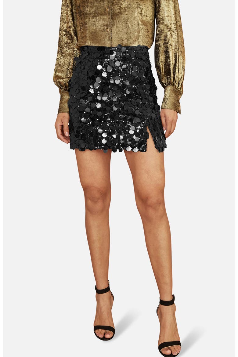 Big Sequin Mini Skirt, Main, color, Black