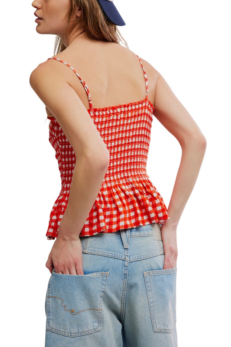 Sundance Gingham Peplum Tank, Alternate, color, RED COMBO