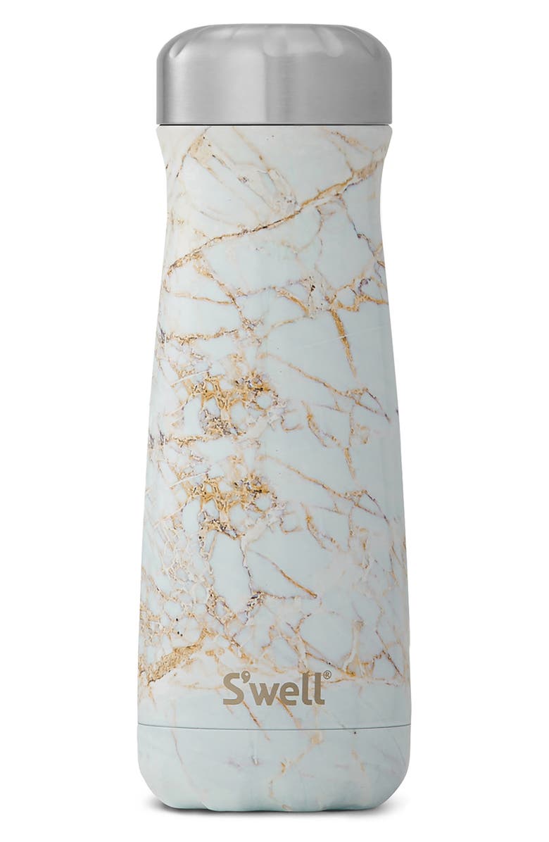S'well Traveler Calcatta Gold 20-Ounce Insulated Stainless Steel Water Bottle, Main, color,