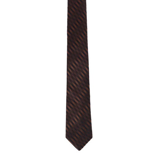 Trafalgar Nathanial Regal Patterned Diagonal Line Silk Business Necktie In Brown