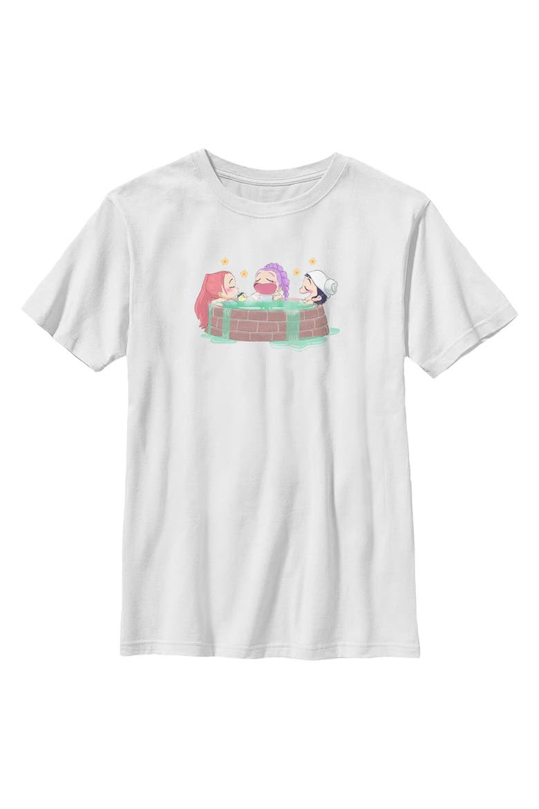Boy's KPop Demon Hunters Rumi, Mira and Zoey Relaxing  Graphic T-Shirt, Main, color, White