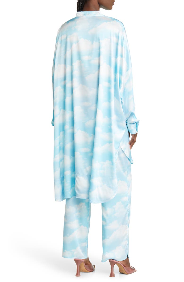 Dressed in Lala Oversize Button-Up Satin Shirt & High Waist Crop Pants Set, Alternate, color, 