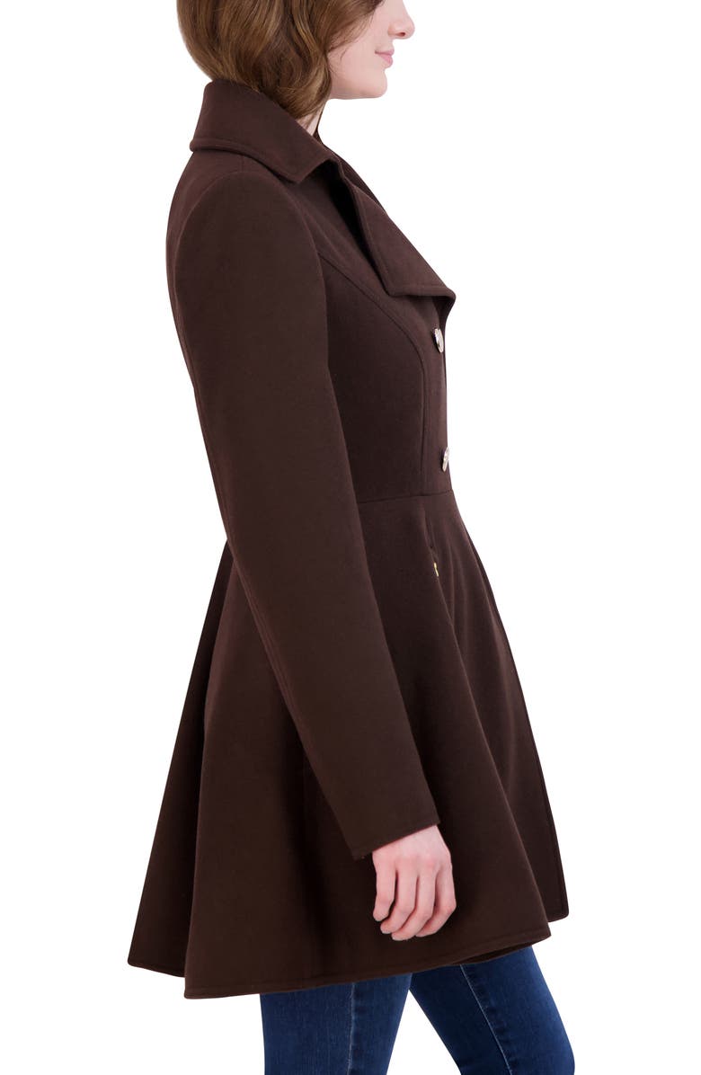 Laundry by Shelli Segal Double Breasted Fit & Flare Wool Blend Coat, Alternate, color, Chocolate