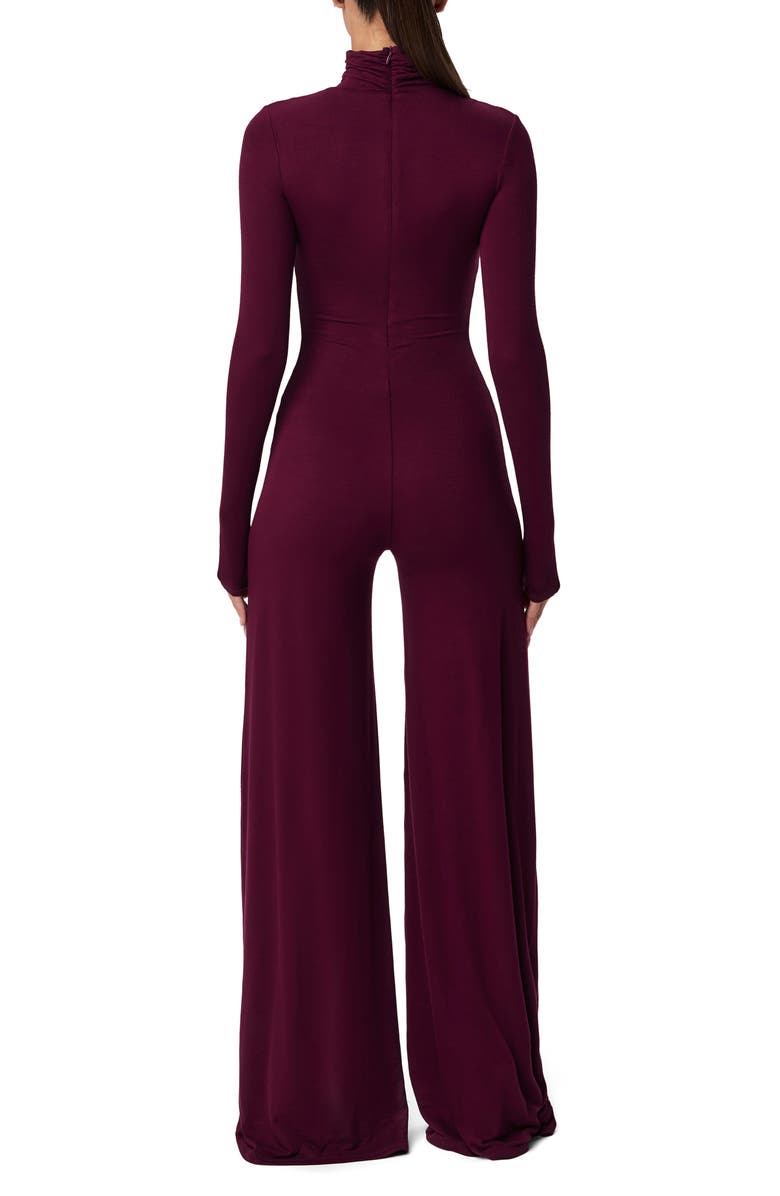 Naked Wardrobe Sculpt Turtleneck Wide Leg Jumpsuit, Alternate, color, Dark Plum