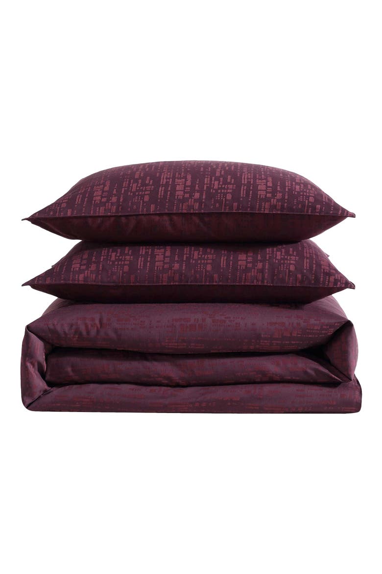 Linear Circuit Cotton Duvet Cover & Shams Set, Main, color, DARK RED