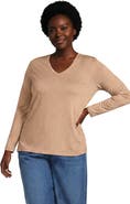 Lands' End Plus Size Supima Cotton Long Sleeve V-neck T-shirt