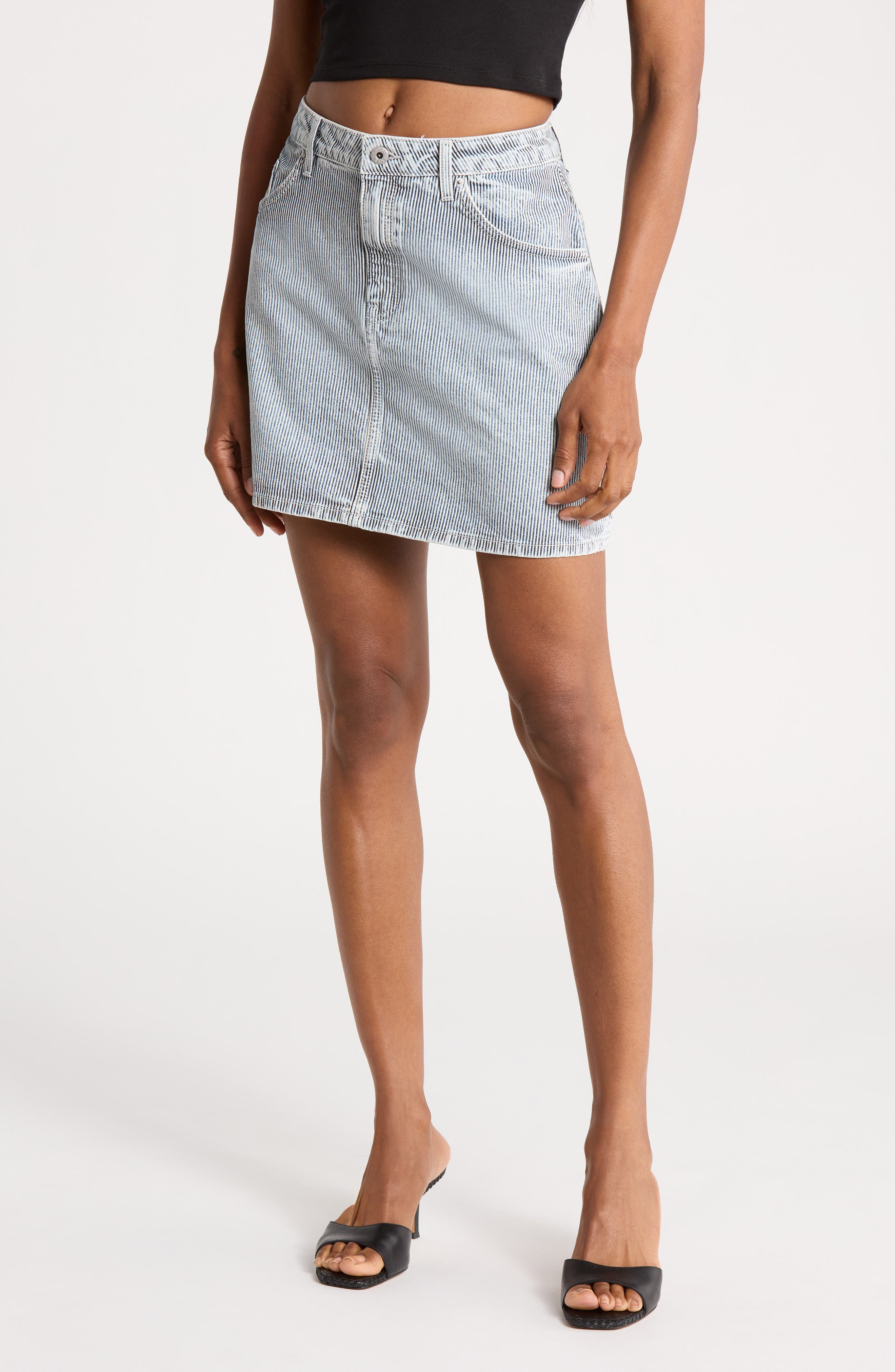 Striped Denim Miniskirt