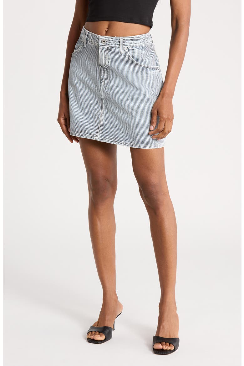 Striped Denim Miniskirt, Main, color, BRIGHT BLUE