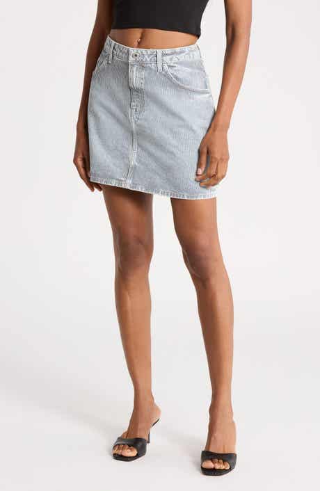 Striped Denim Miniskirt