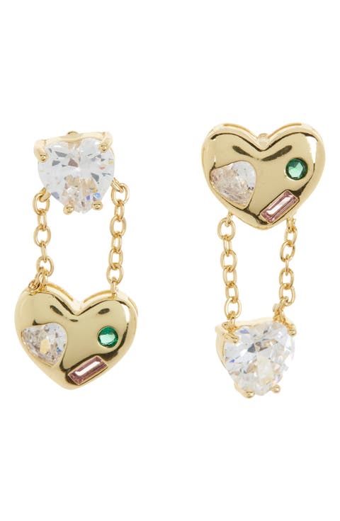 Two-Tone Heart Mismatched Earrings