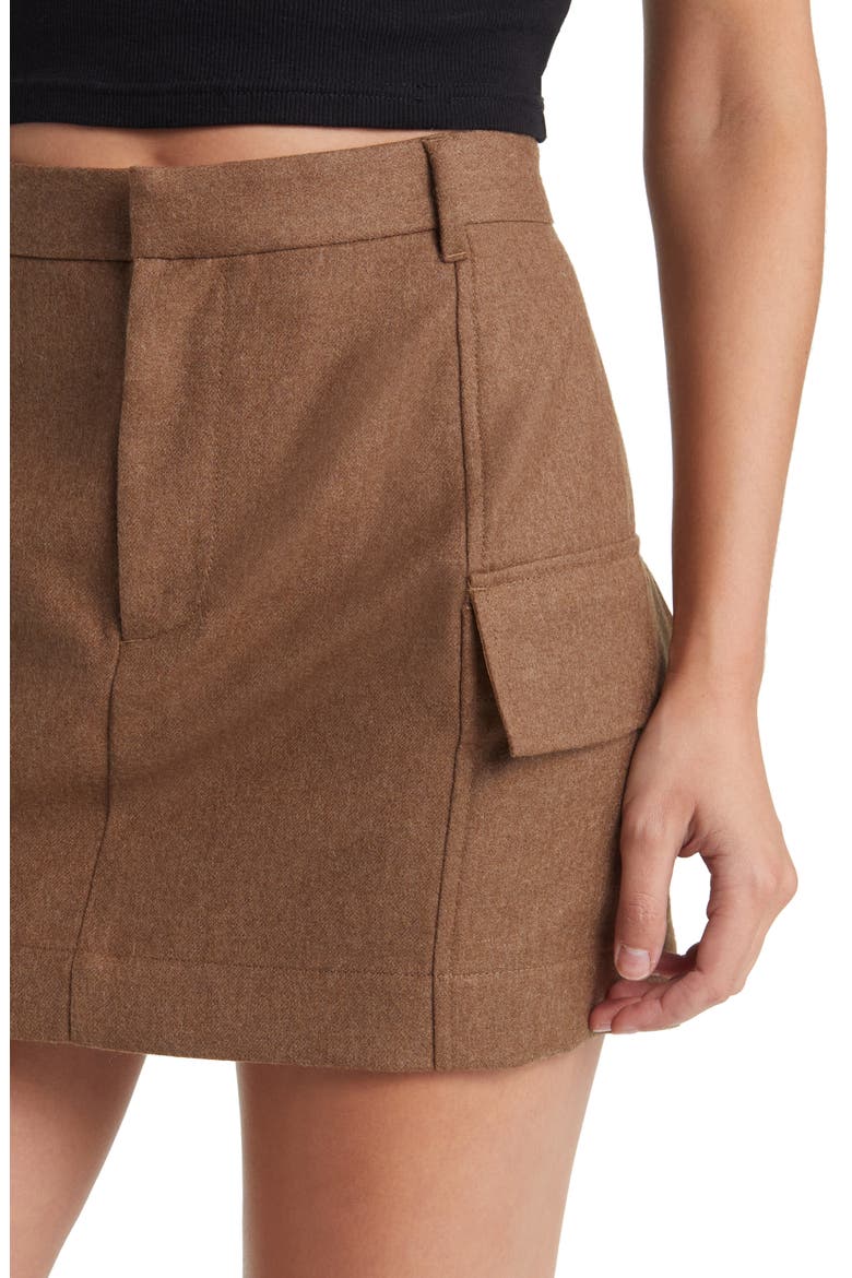 x EmRata Colombo Wool Cargo Miniskirt, Alternate, color, UMBER