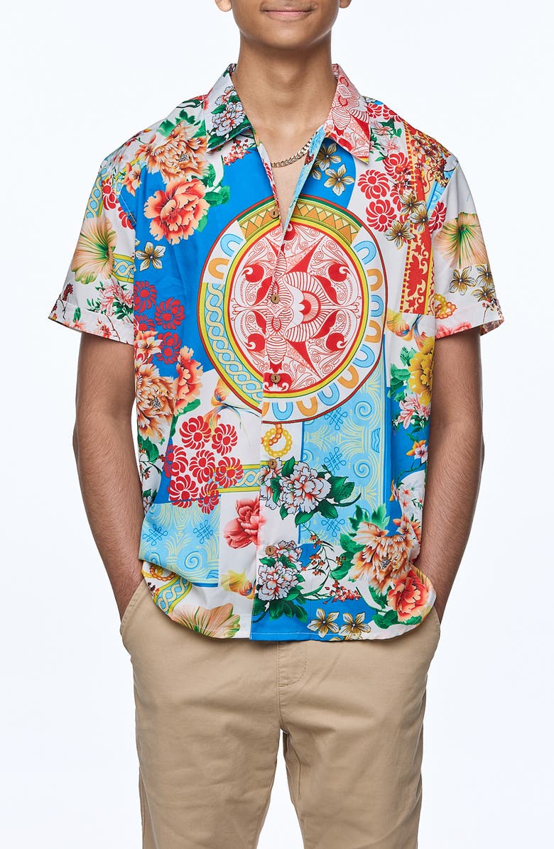 RANEES Printed Camp Shirt, Main, color, 