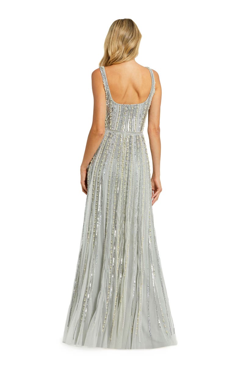 Mac Duggal Embellished A-Line Gown with Striped Details Dress, Alternate, color, Powder Blue