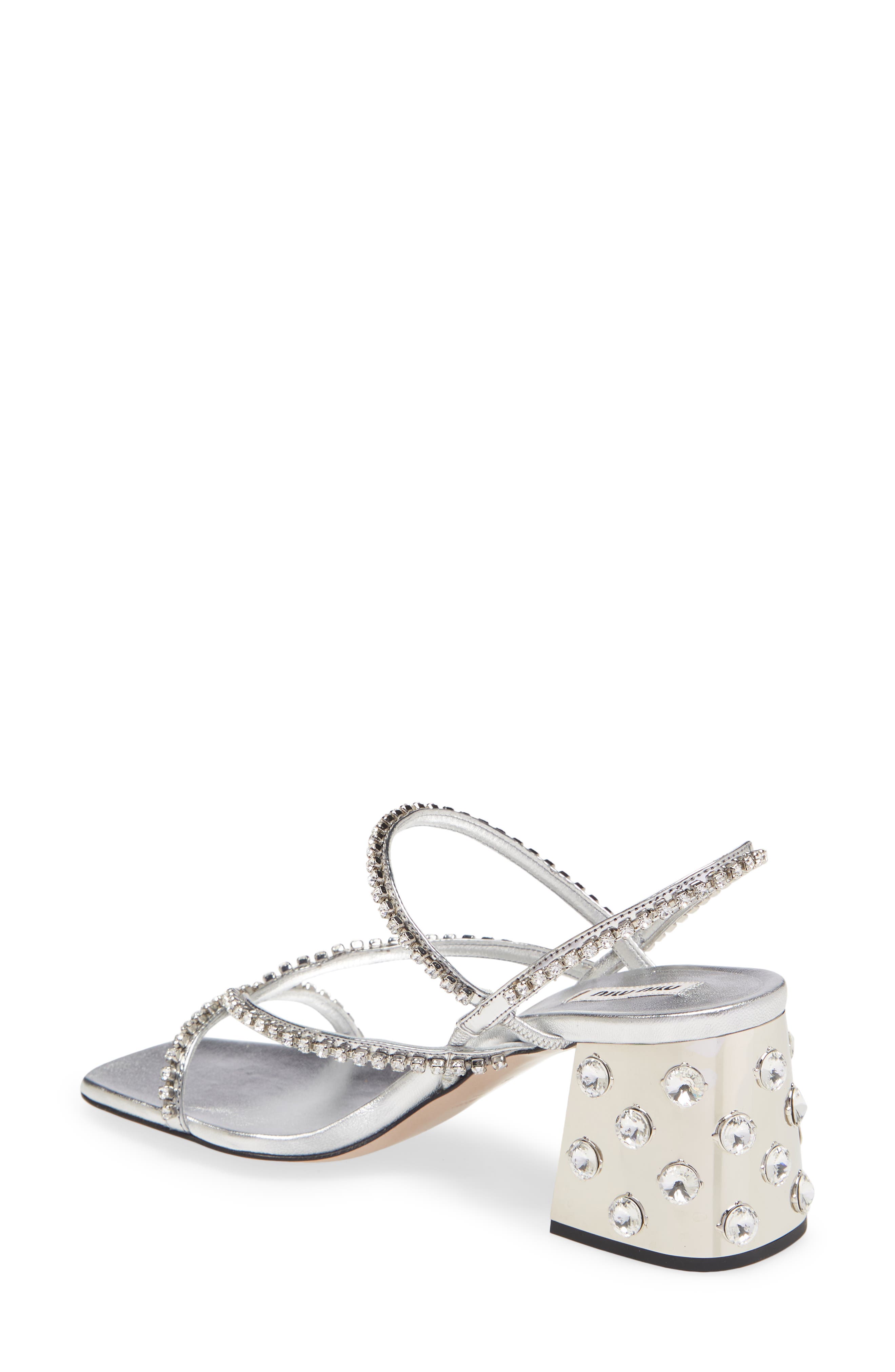 Crystal Embellished Block Heel Sandal, Alternate, color, ARGENTO
