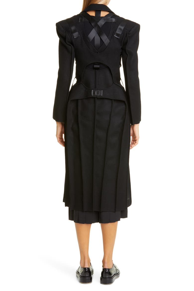 Wool & Nylon Melton Coat, Alternate, color, BLACK