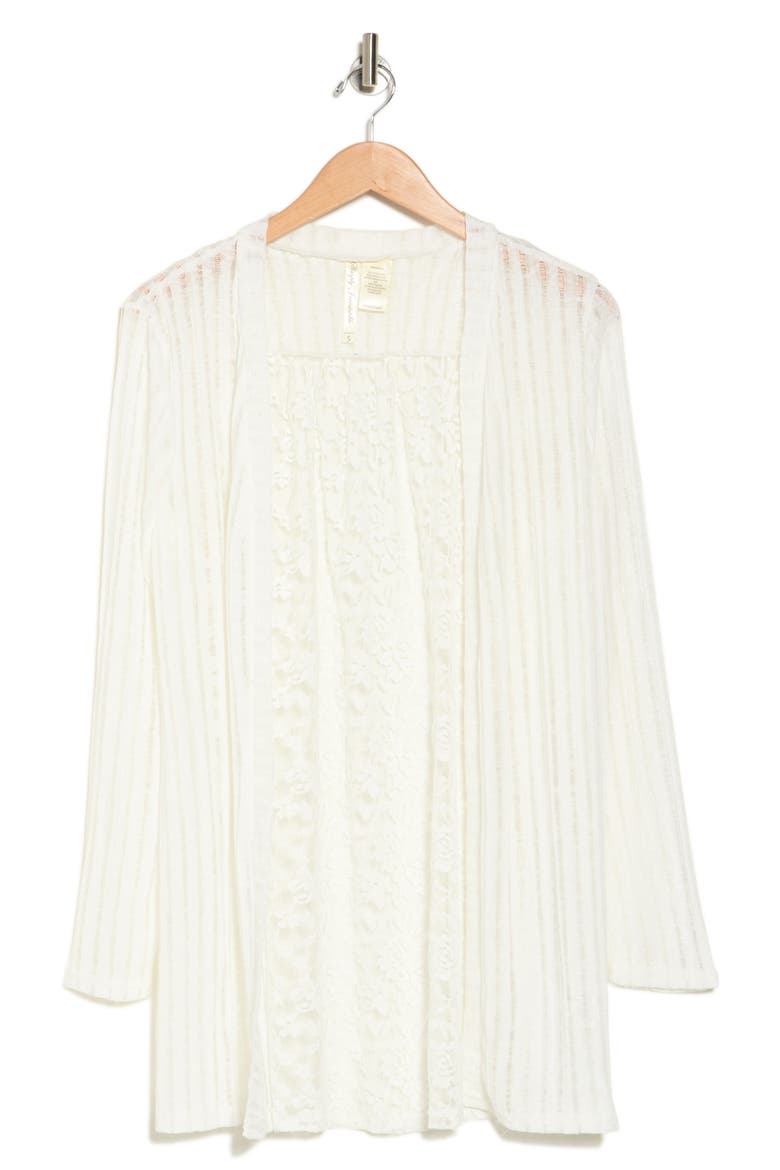 Lace Back Open Front Ruana, Alternate, color, WHITE