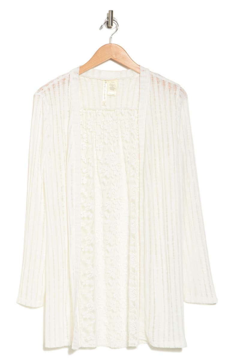 Forgotten Grace Lace Back Open Front Ruana, Alternate, color, White