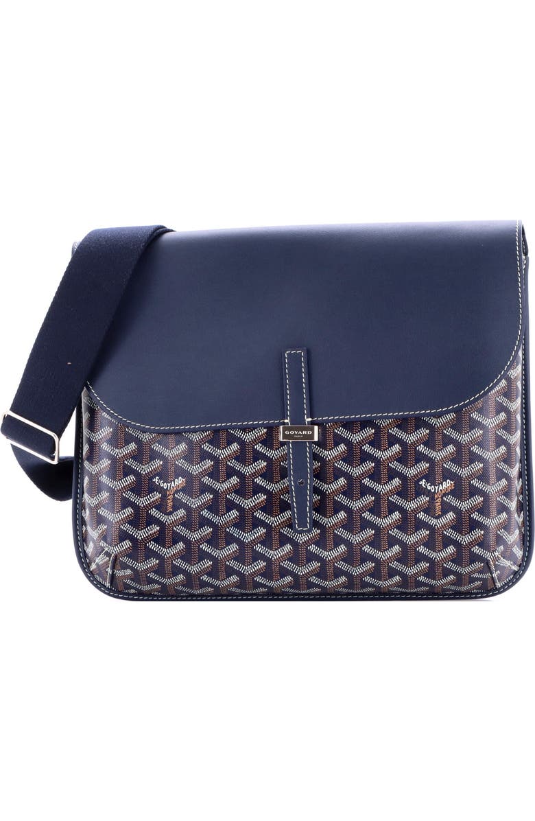 Pre-Owned Goyard Coursier Messenger Bag Coated Canvas and Leather, Main, color, Blue
