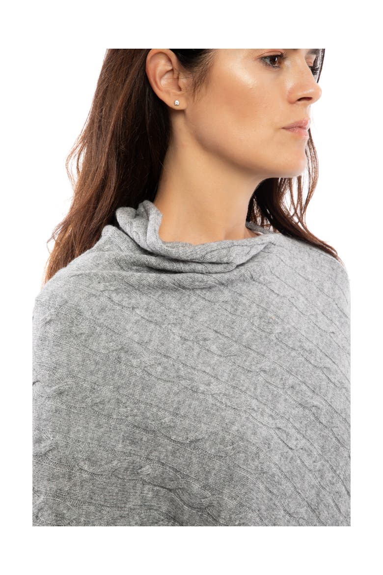 Pure Cashmere Textured Knit Poncho, Alternate, color, Melange Grey