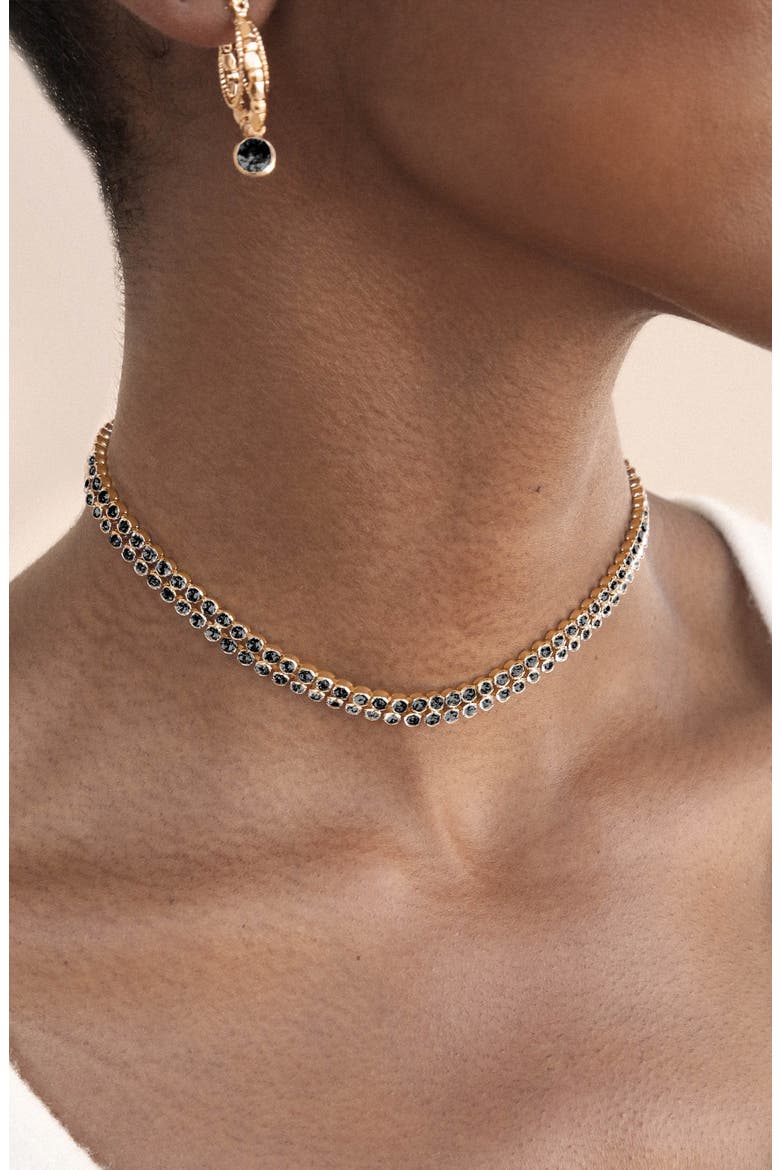 Crystal Sparkle Choker Necklace, Alternate, color, BLACK