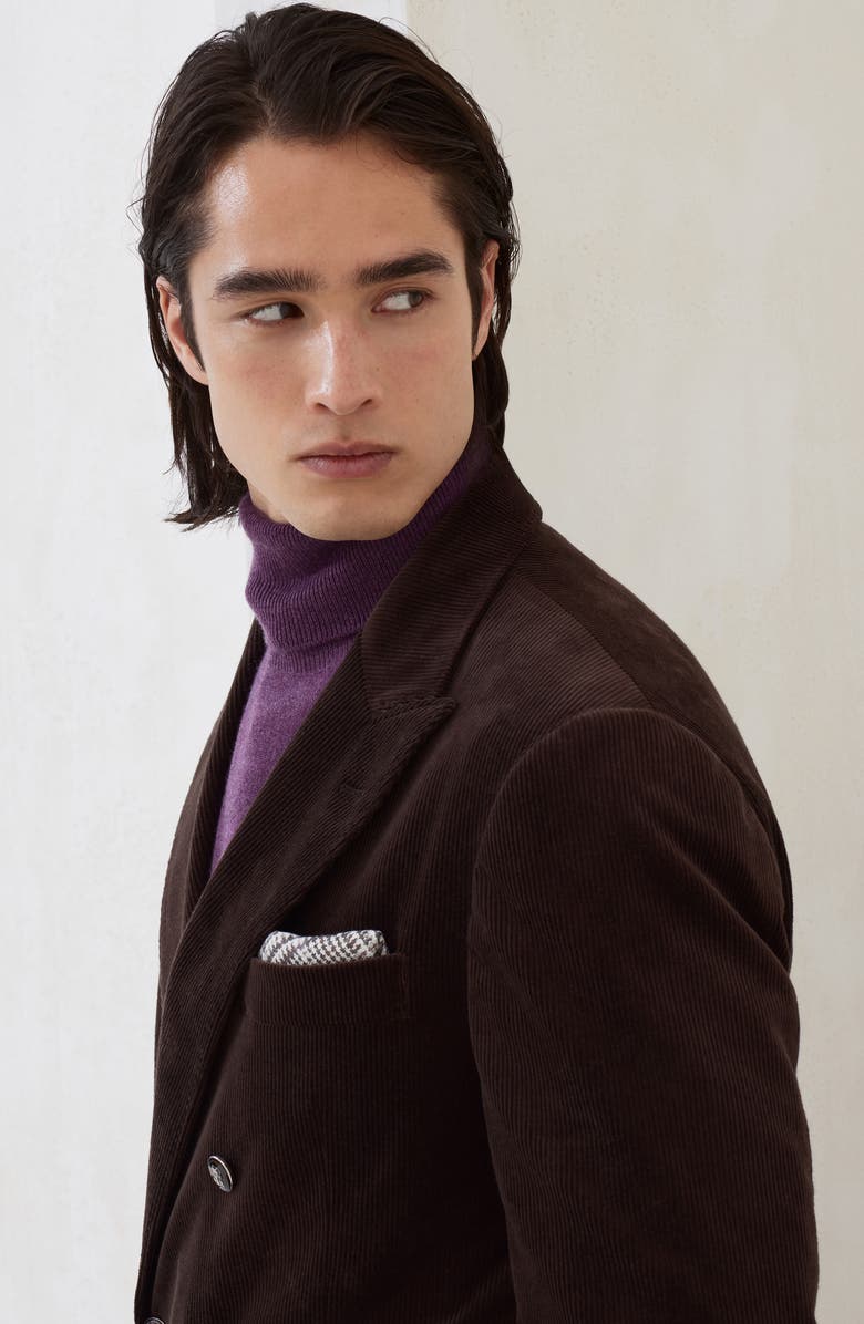 Brunello Cucinelli Prince of Wales pocket square, Alternate, color, Light Grey