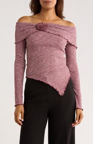 PATRIZIA LUCA Off the Shoulder Long Sleeve Asymmetric Top