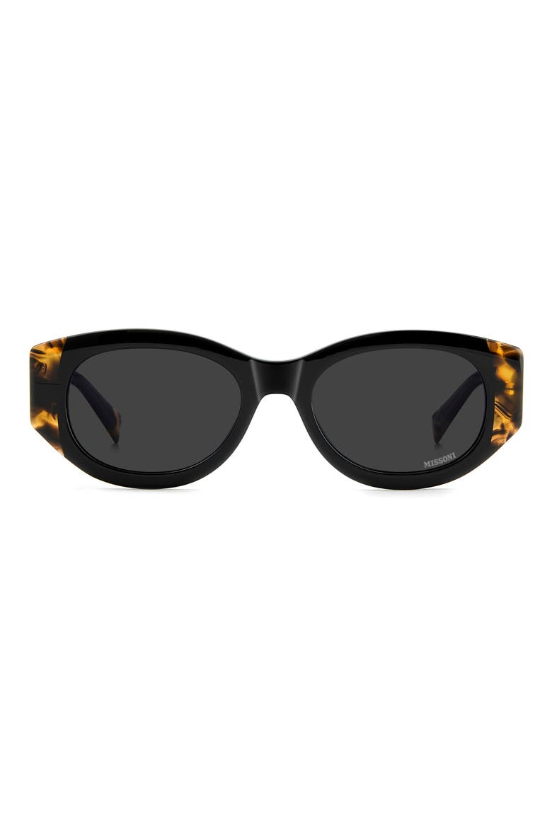 52mm Oval Sunglasses, Main, color, BLACK HAVANA/ GREY