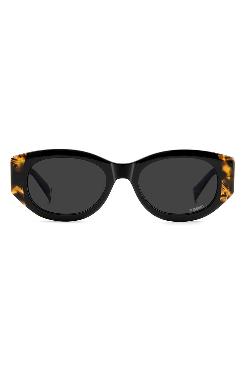 Missoni 52mm Oval Sunglasses, Main, color, Black Havana/ Grey