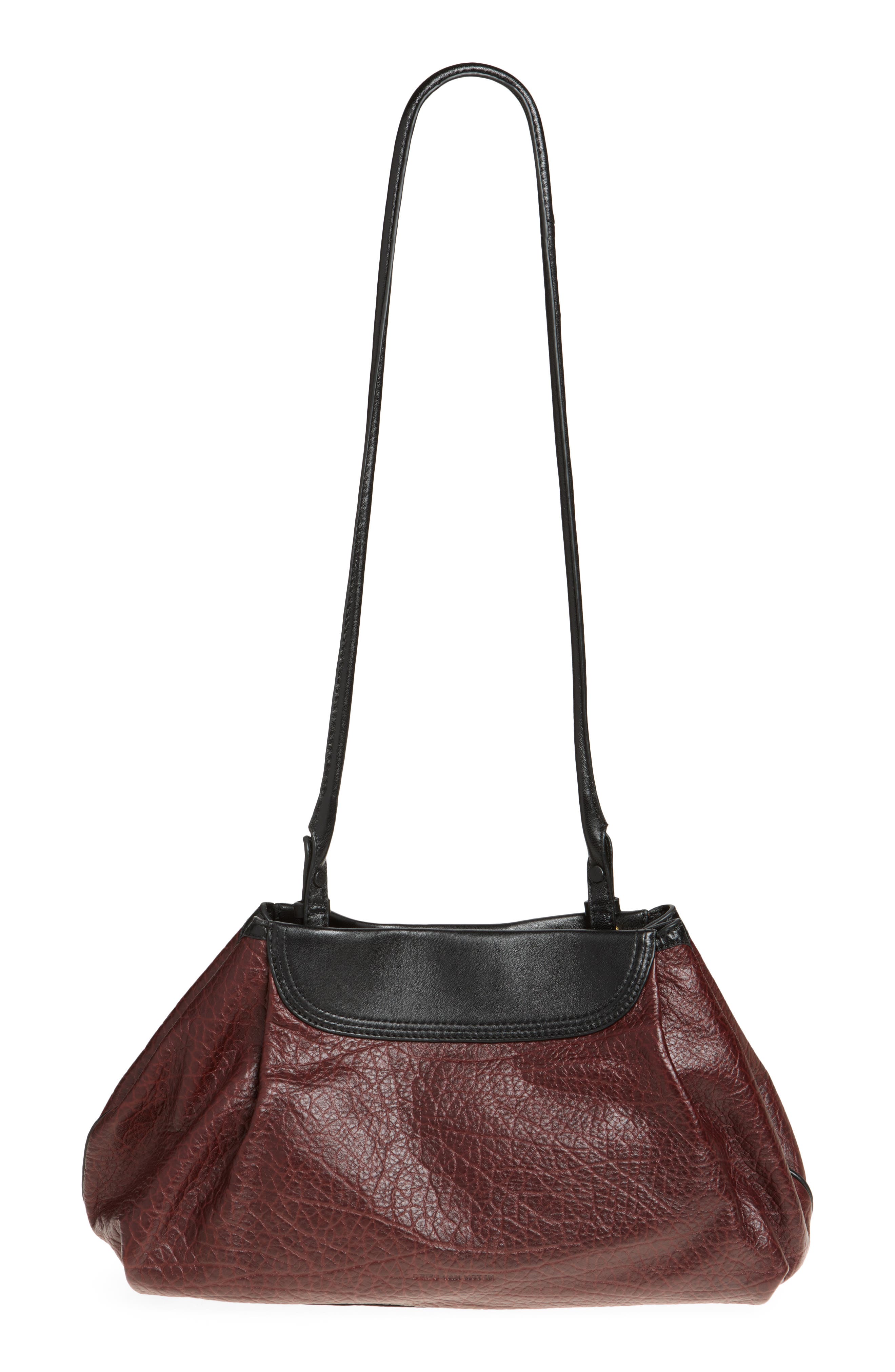 Two-Tone Leather Shoulder Bag, Alternate, color, BORDEAUX 359