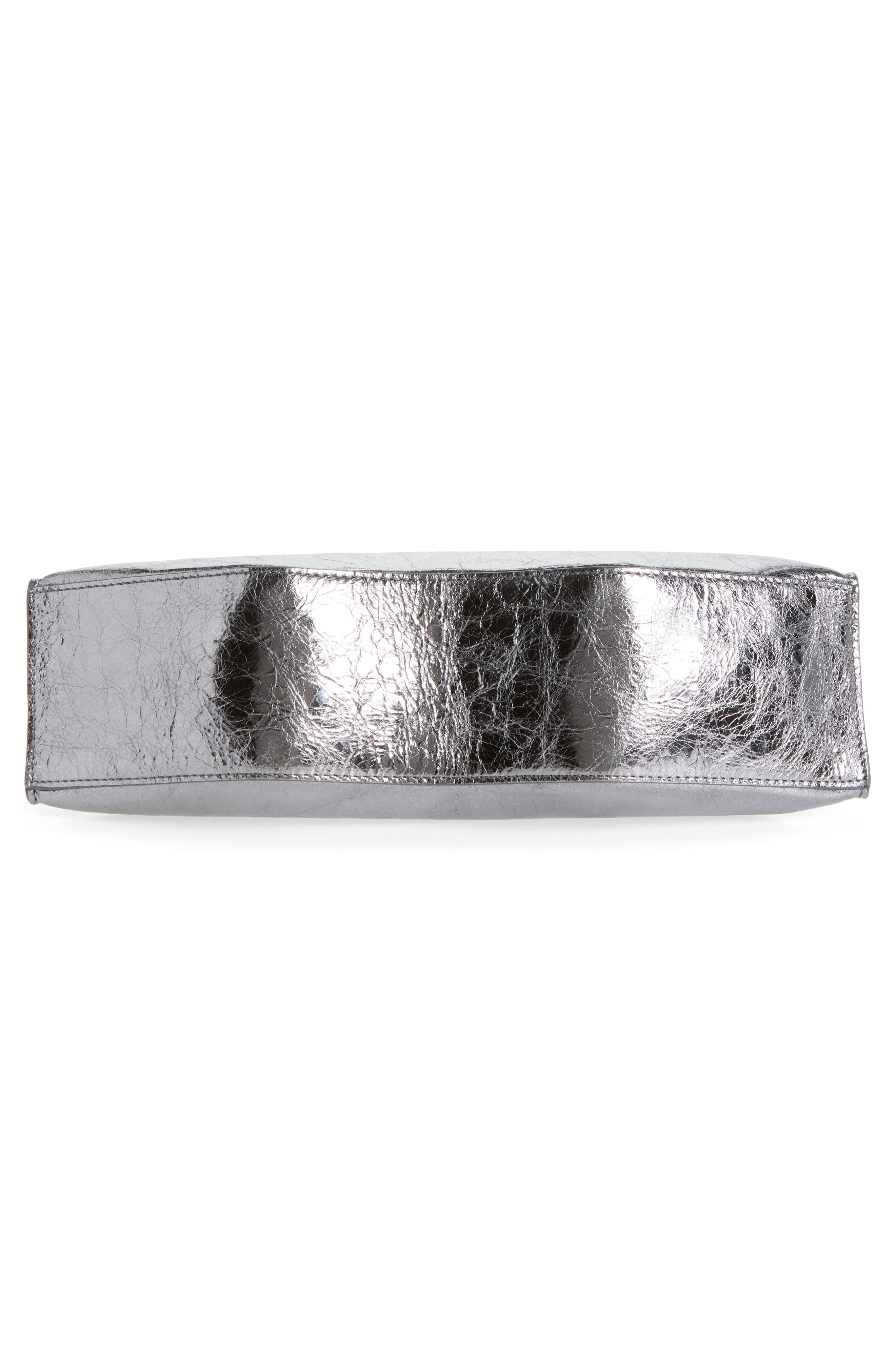 McQueen Manta Crinkled Metallic Leather Clutch, Alternate, color, Lead