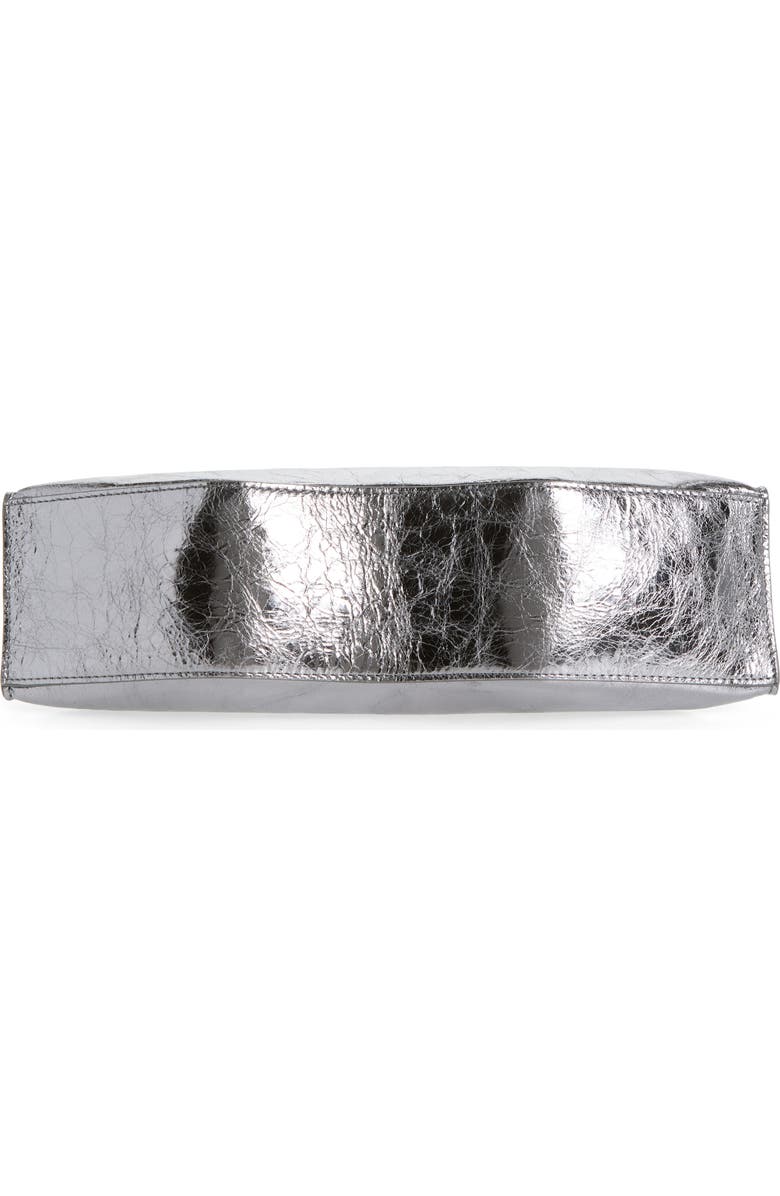 McQueen Manta Crinkled Metallic Leather Clutch, Alternate, color, Lead