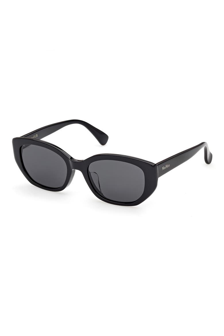 54mm Oval Sunglasses, Alternate, color, SHINY BLACK / SMOKE