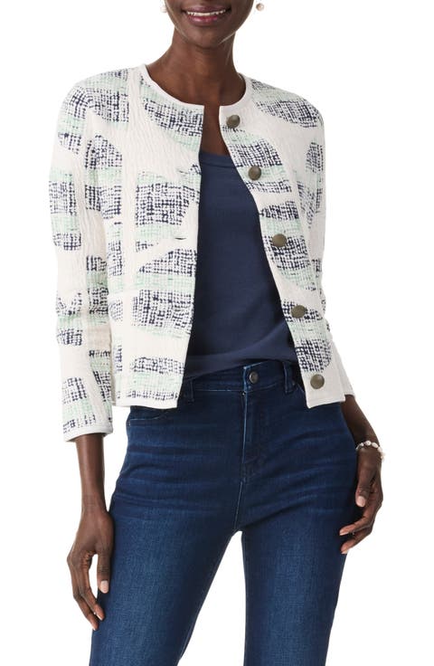 Circle Sequence Three-Quarter Sleeve Knit Jacket (Regular & Petite)