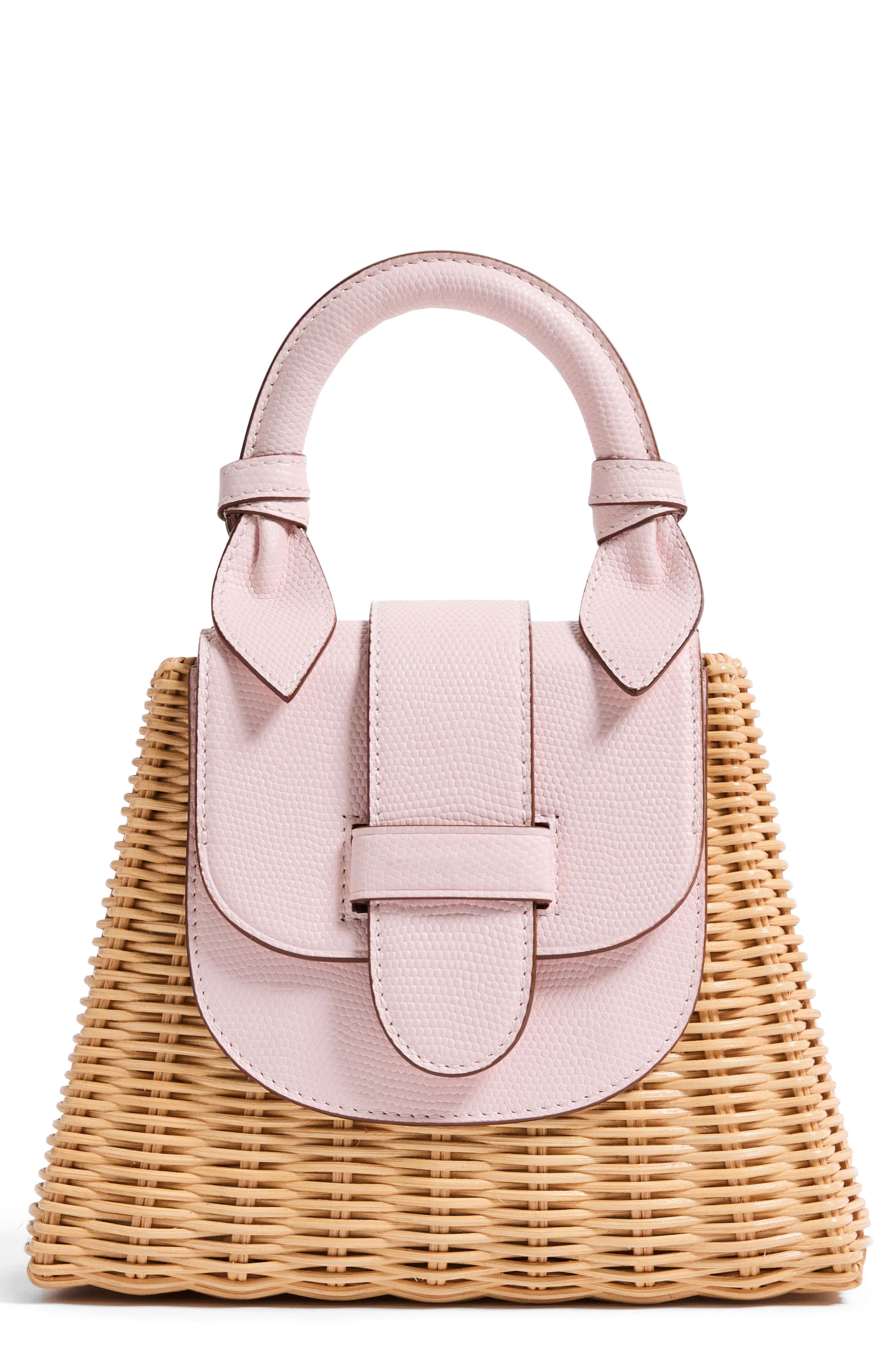 Pamela Munson The Lady Rattan Handbag, Main, color, Blush