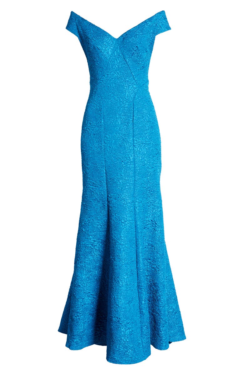 Tadashi Shoji Floral Jacquard Off the Shoulder Trumpet Gown, Alternate, color, 