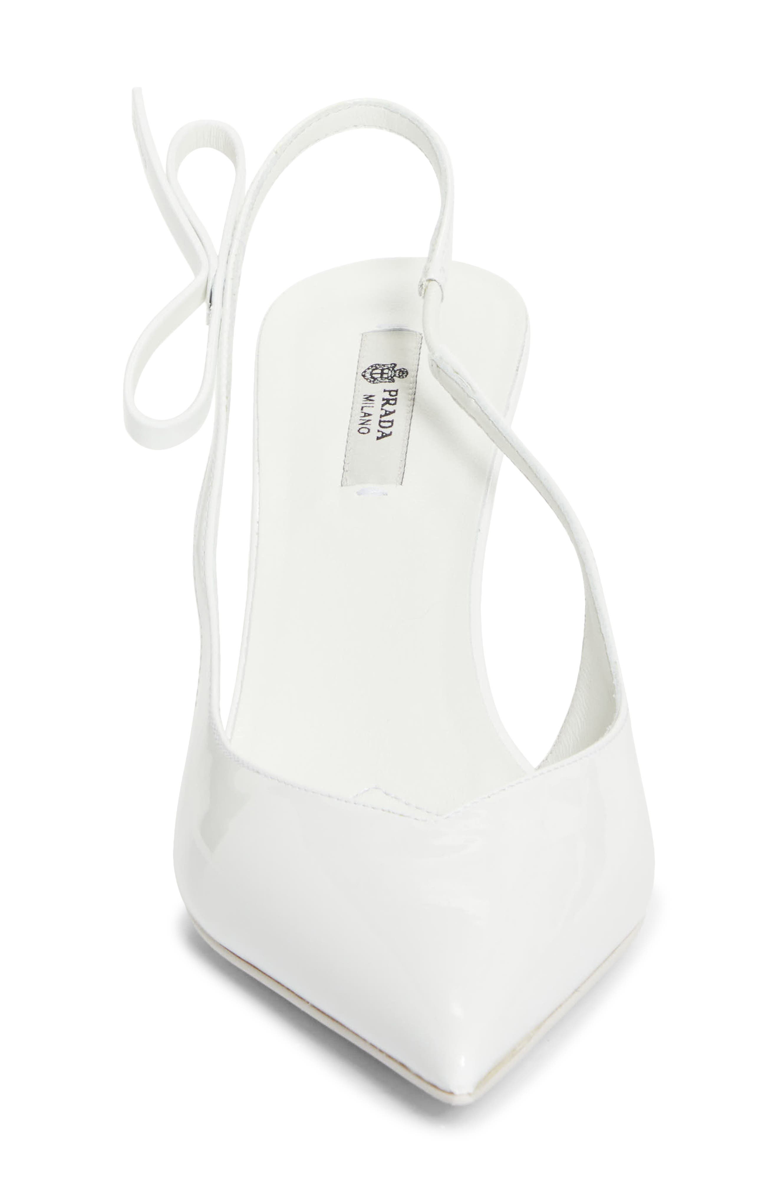 Bow Ponted Toe Slingback Pump, Alternate, color, BIANCO