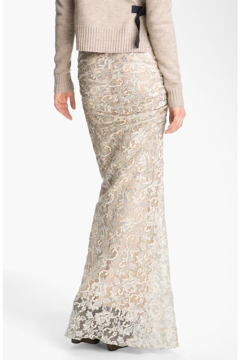'Linda' Lace Maxi Skirt, Alternate, color, IVORY