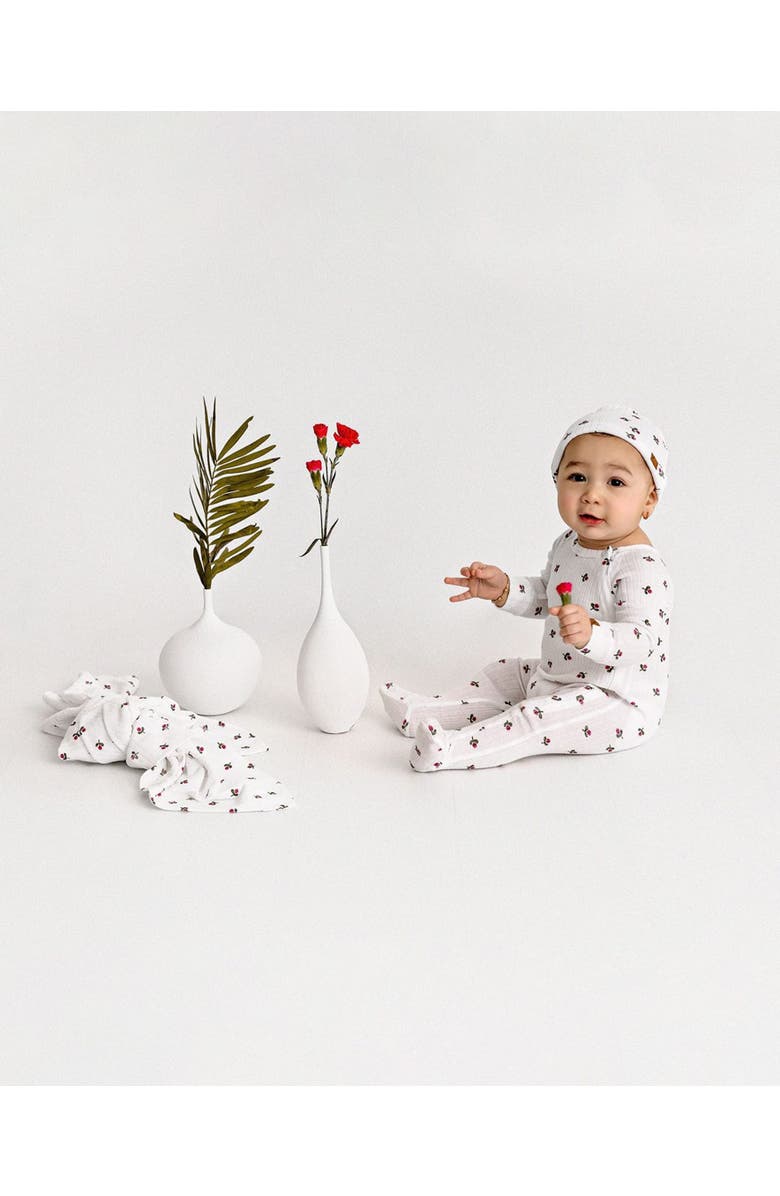 MiniMoi 3 Piece Baby Ribbed Cotton Rich Footie Set, Alternate, color, Winter White