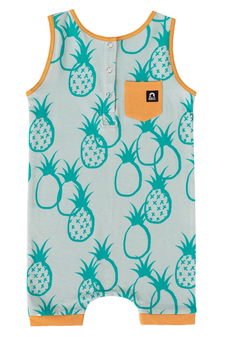 RAGS Pineapple Print Henley Tank Romper, Main, color, AQUA PINEAPPLE